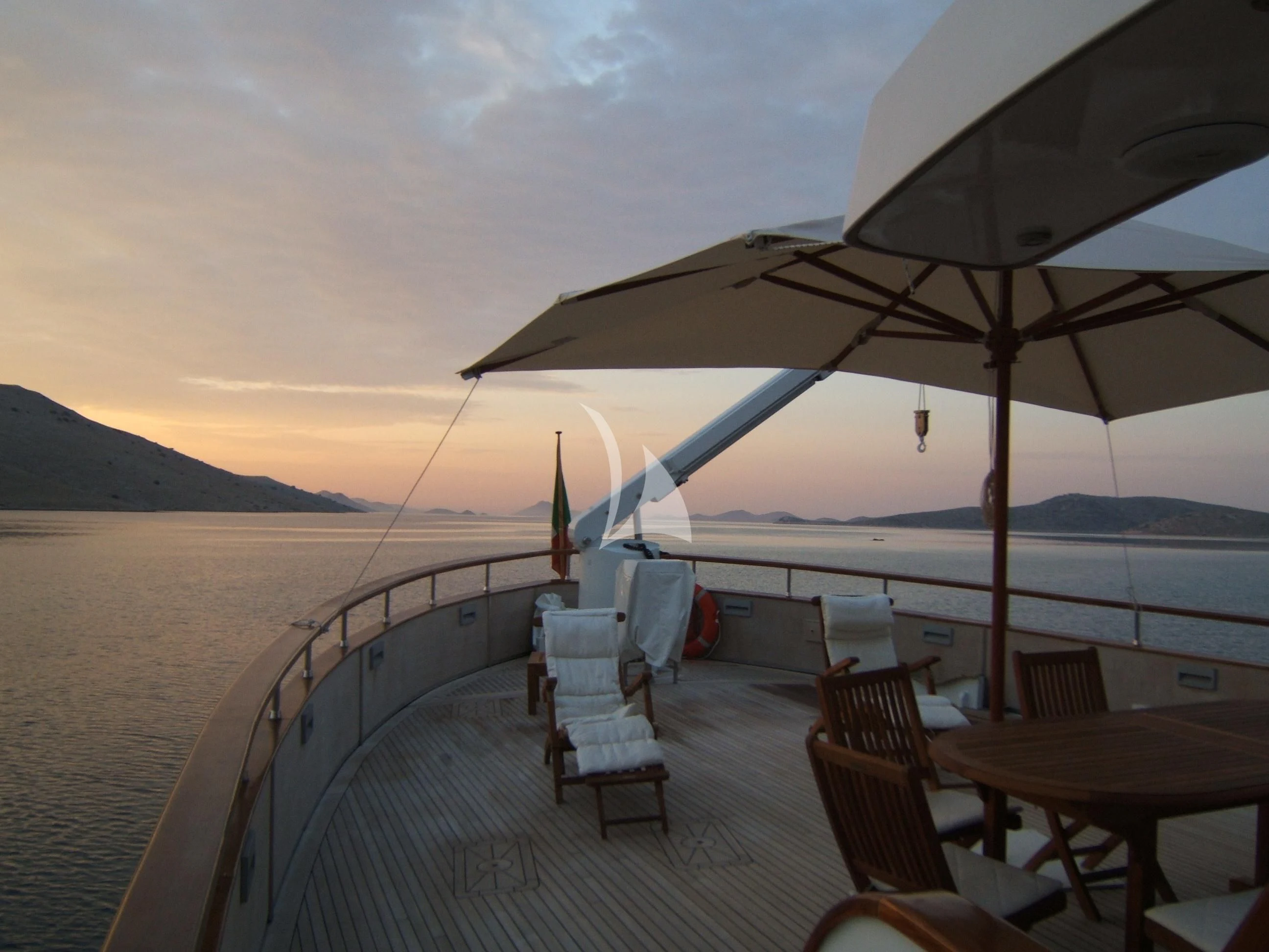 a boat on the water aboard LA VOGLIA MATTA Yacht for Charter