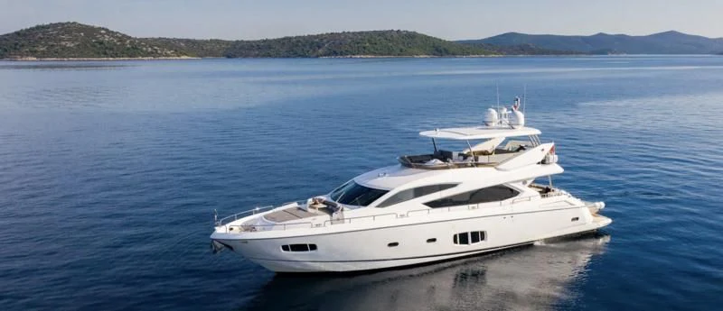 a white yacht in the water aboard SPIRIT OF THE SEA Yacht for Sale