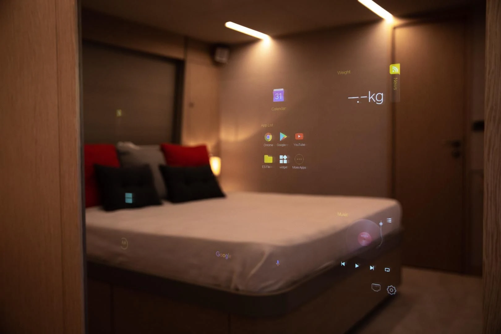 a bed in a room aboard ADONIS Yacht for Sale