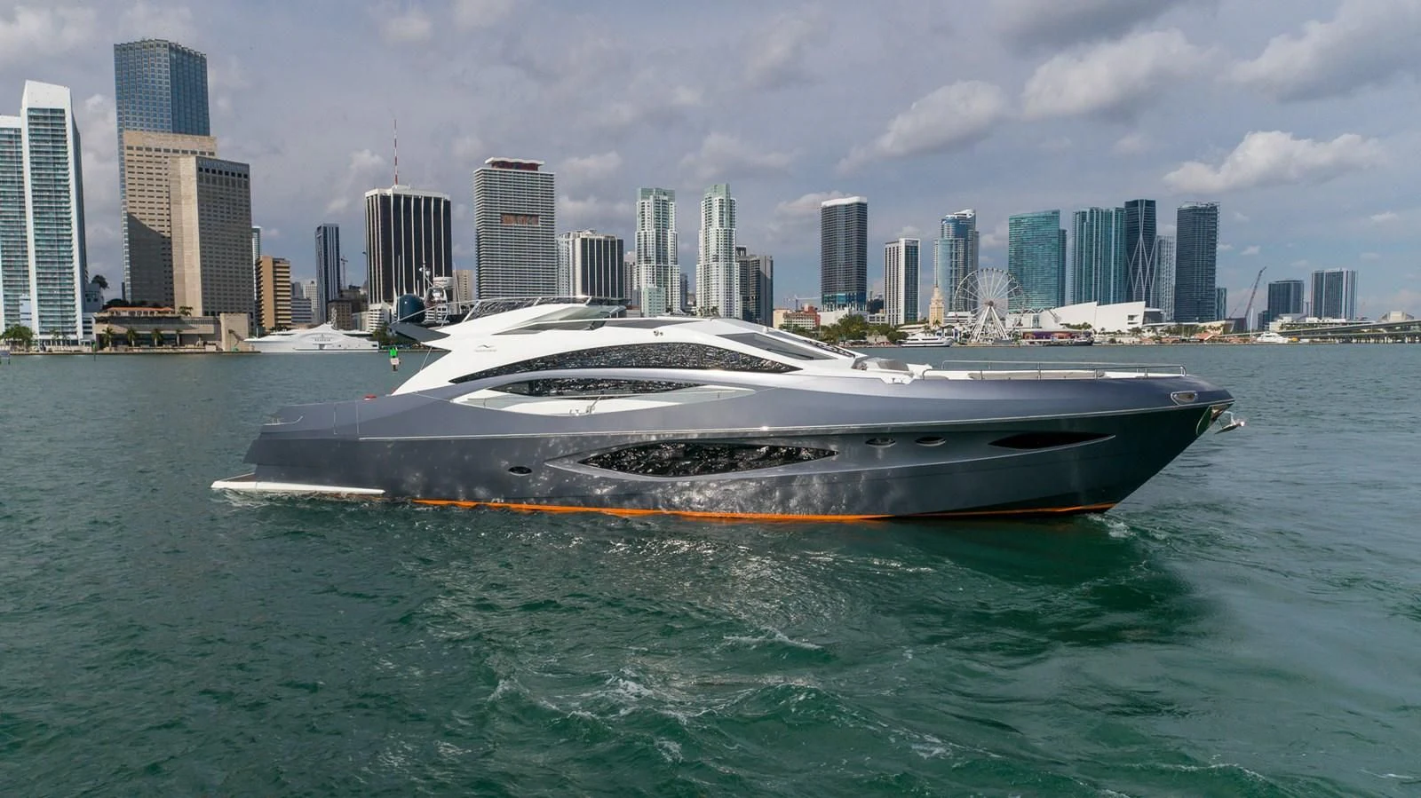a large ship in the water aboard ADONIS Yacht for Sale