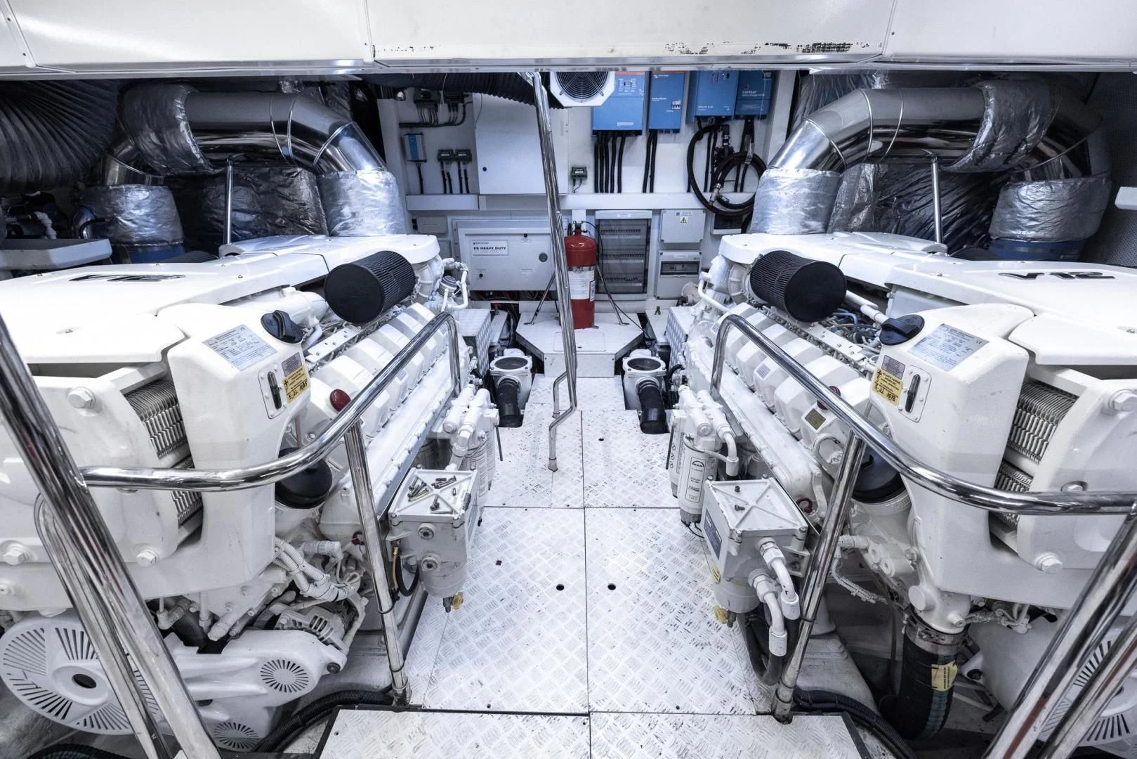 a large white machine with many pipes aboard ADONIS Yacht for Sale