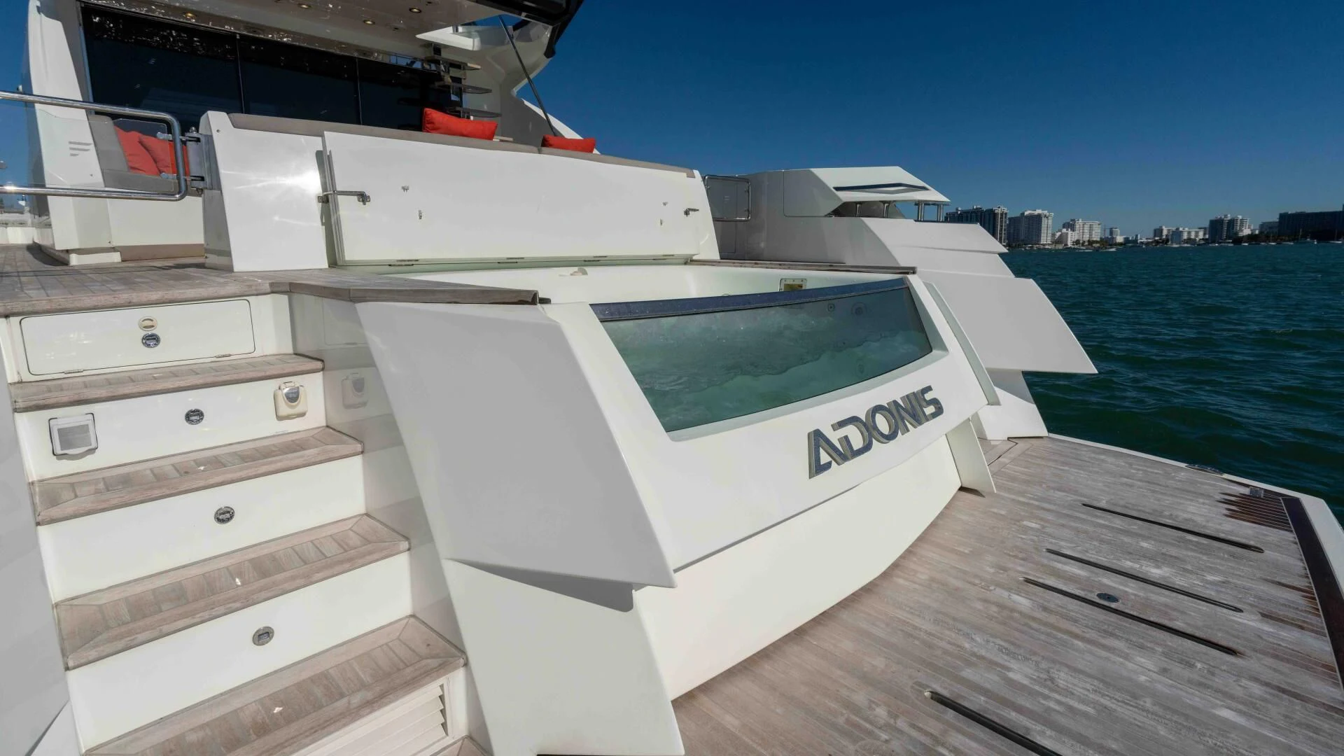 a boat on a dock aboard ADONIS Yacht for Sale