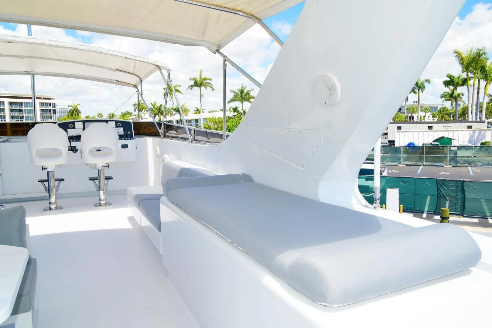 a large white tent with chairs and tables aboard CARPE DIEM Yacht for Charter