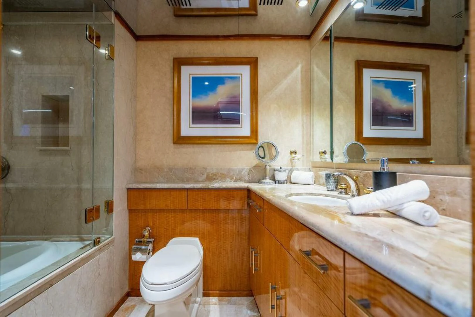 a bathroom with a sink and a toilet aboard CARPE DIEM Yacht for Charter
