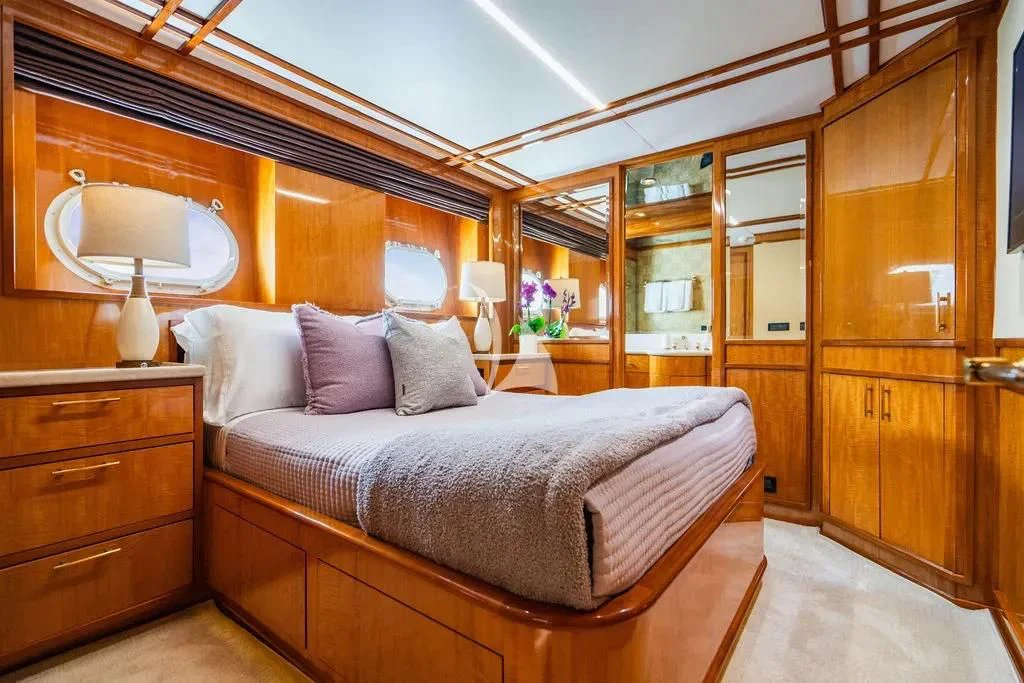 a bed in a room aboard CARPE DIEM Yacht for Charter