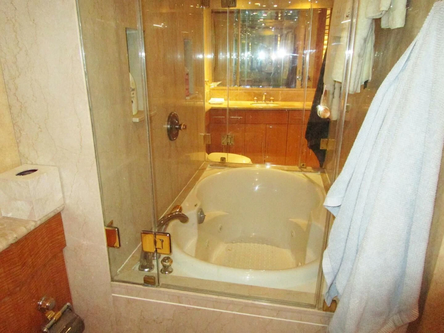 a bathroom with a bathtub aboard CARPE DIEM Yacht for Charter