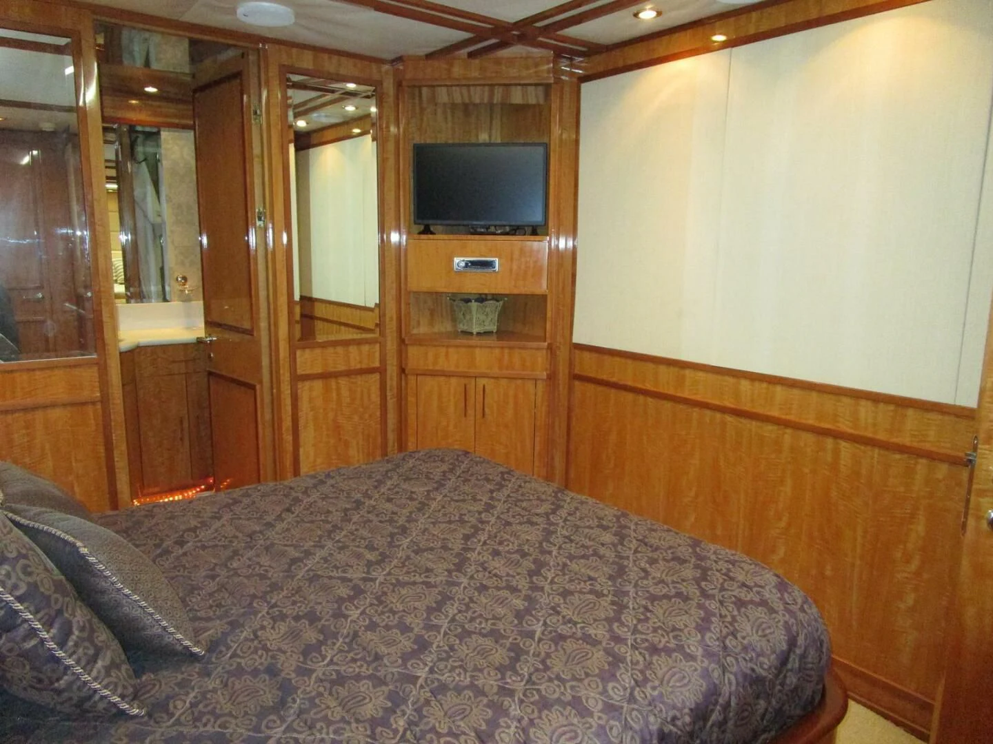 a bed in a room aboard CARPE DIEM Yacht for Charter