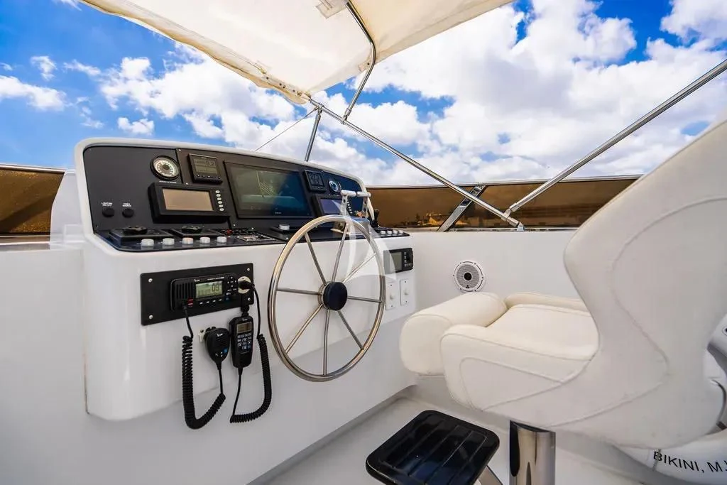 a cockpit of a plane aboard CARPE DIEM Yacht for Charter