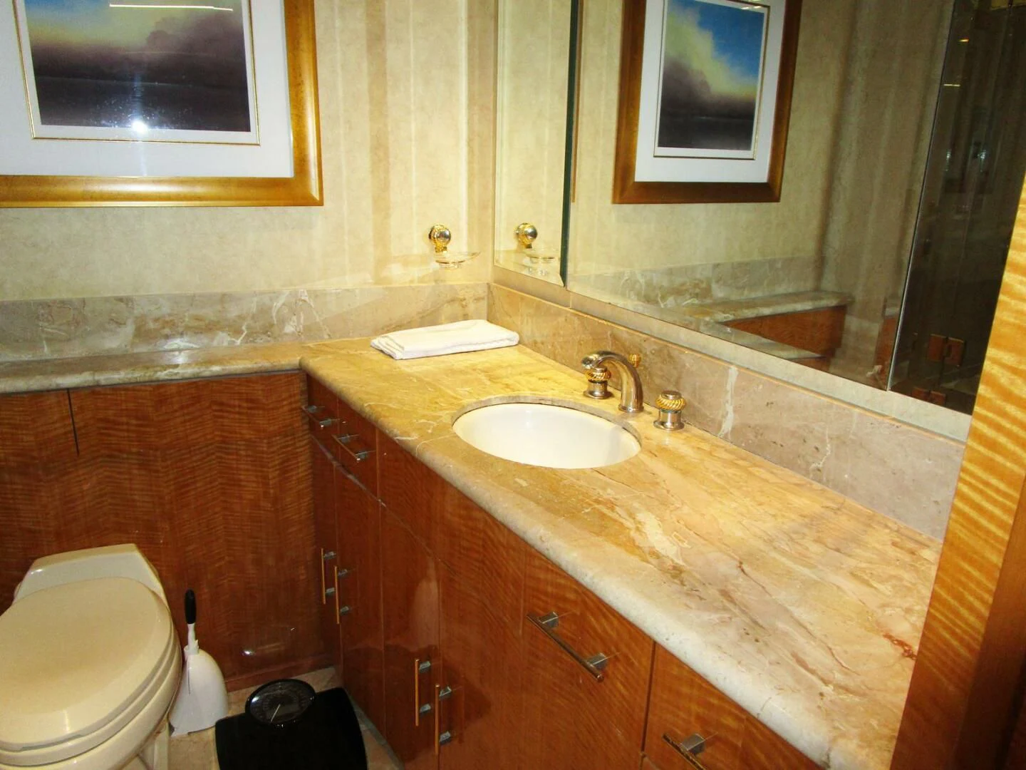 a bathroom with a sink and a toilet aboard CARPE DIEM Yacht for Charter