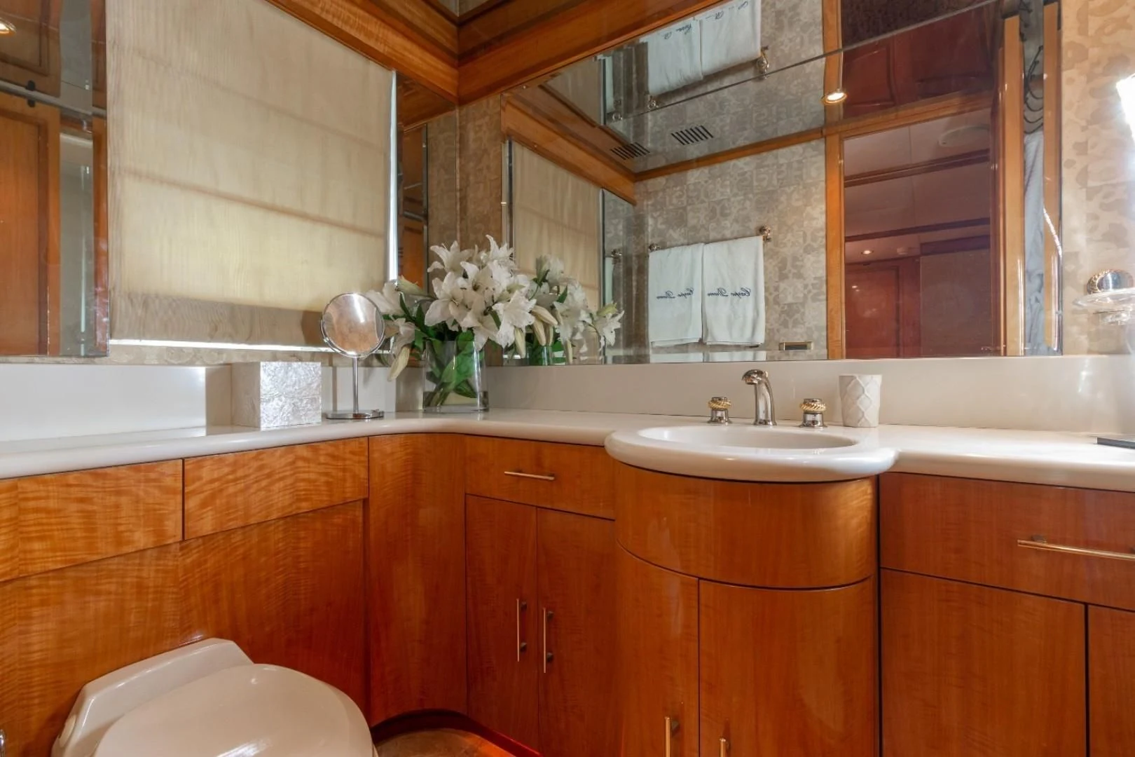a bathroom with a sink and a bathtub aboard CARPE DIEM Yacht for Charter