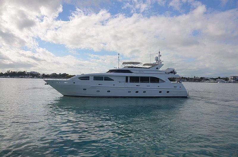 a white yacht on the water aboard CARPE DIEM Yacht for Charter