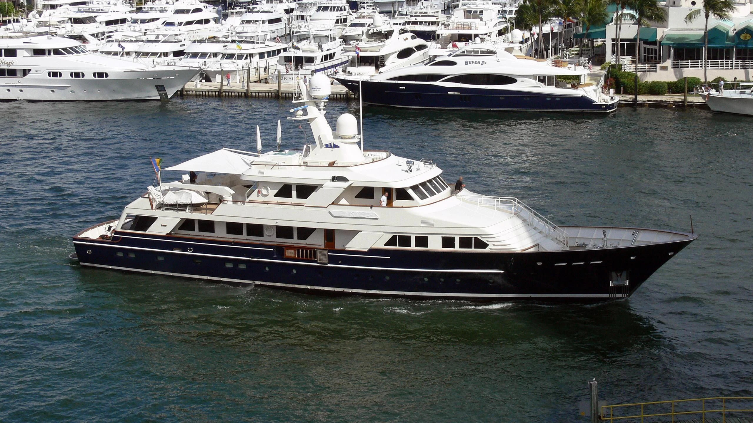 a large boat in the water aboard ALAIA Yacht for Sale