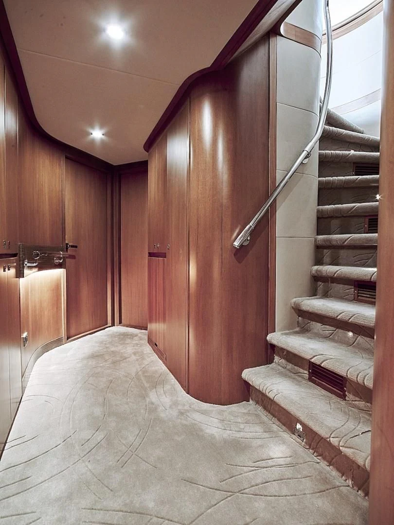 a staircase in a room aboard ALAIA Yacht for Sale