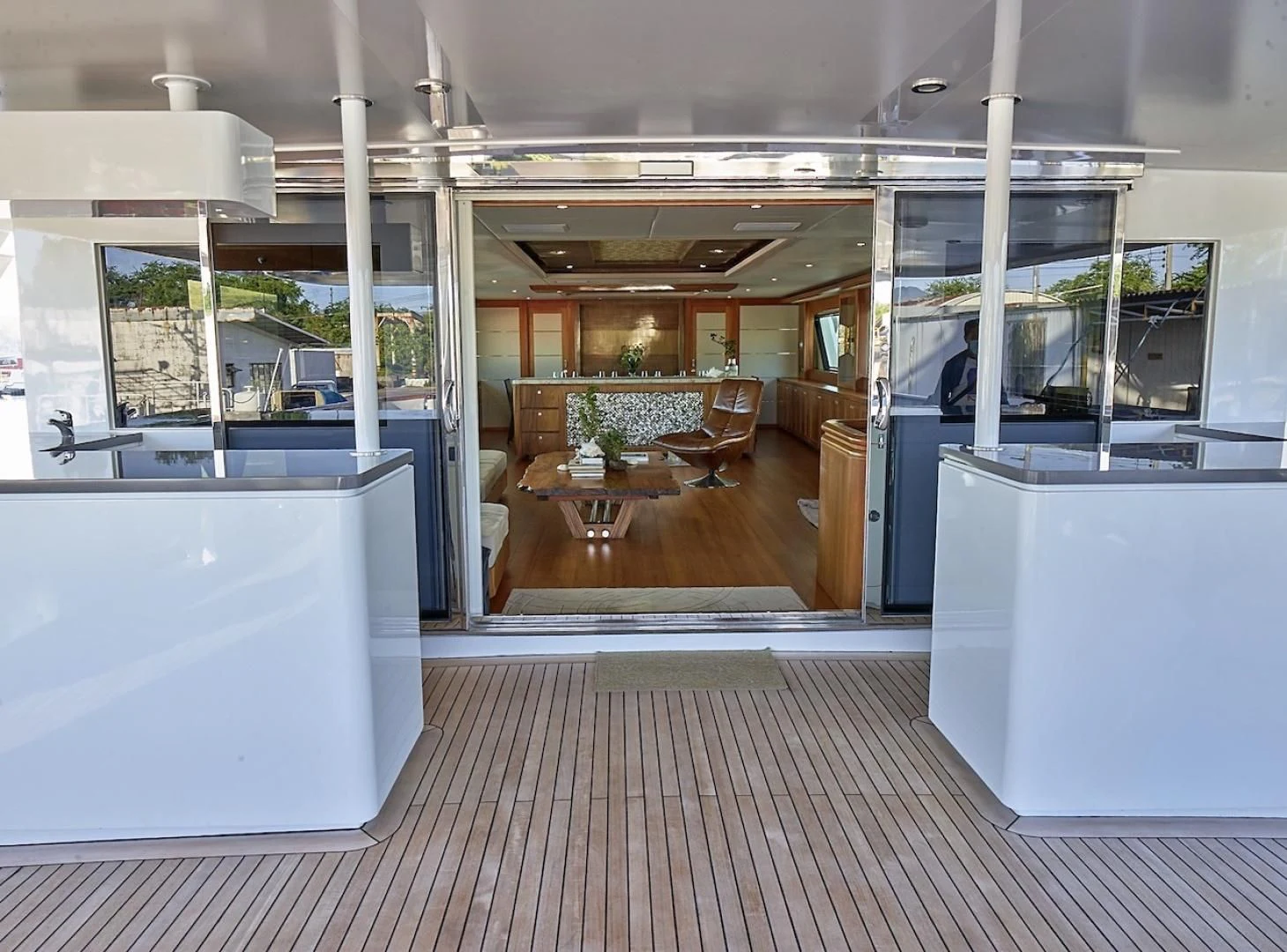 a room with a table and chairs aboard ALAIA Yacht for Sale