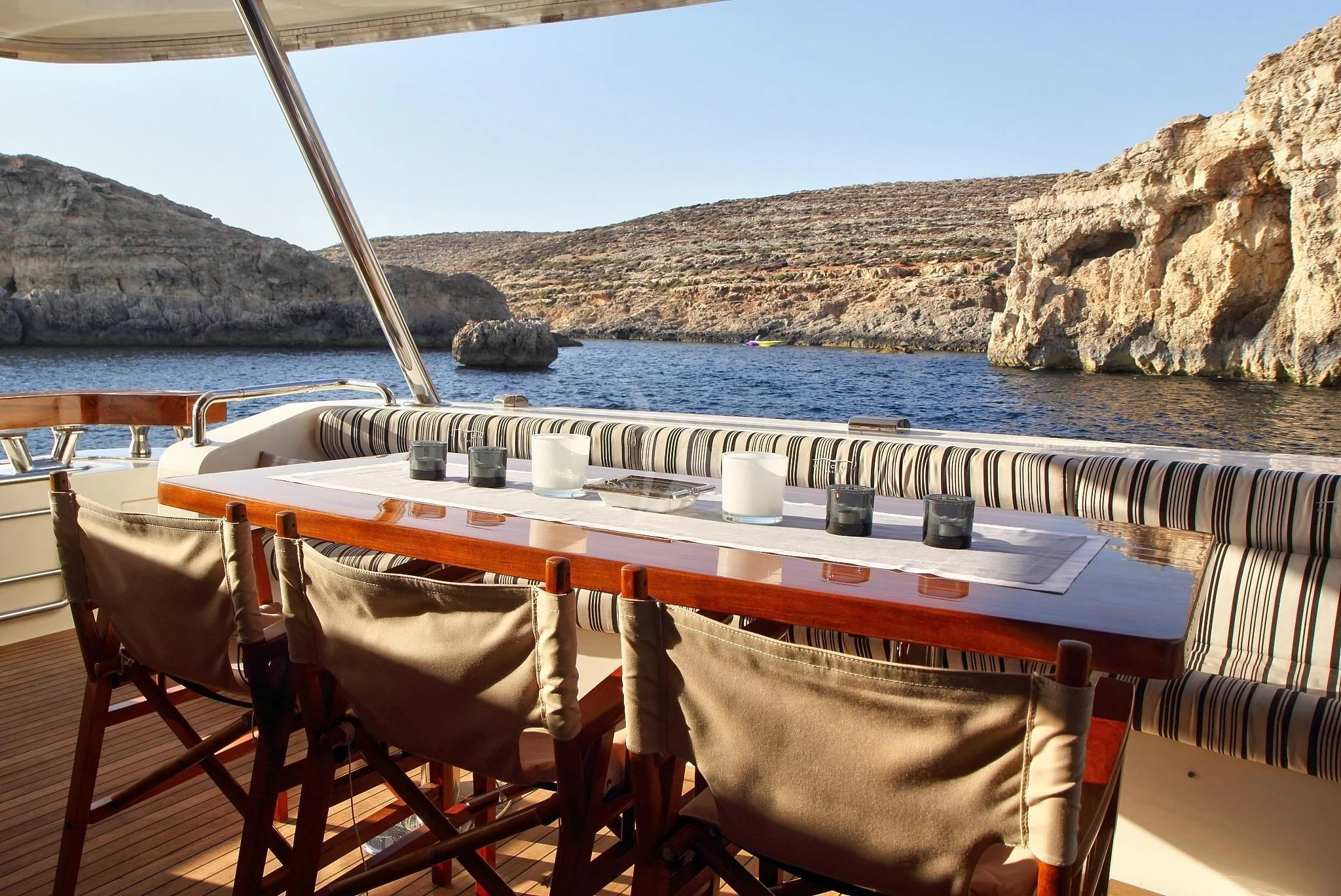 a boat on the water aboard SICILIA IV Yacht for Sale