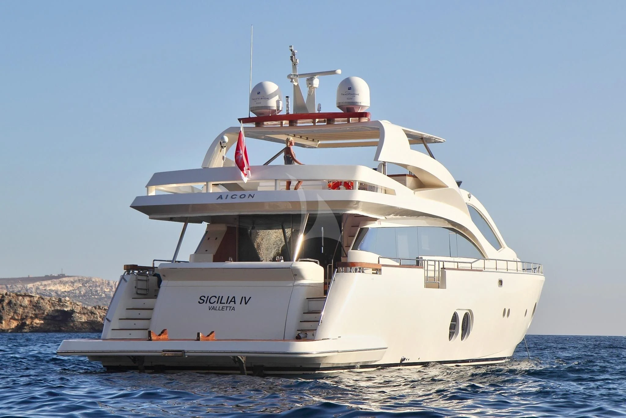 a white boat in the water aboard SICILIA IV Yacht for Sale