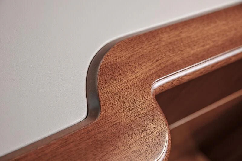 a wooden surface with a wooden handle aboard ALECTO Yacht for Sale