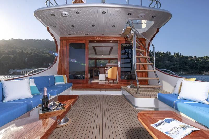 a boat on a deck aboard ALECTO Yacht for Sale