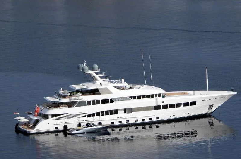 a large white ship in the water aboard ROCK.IT Yacht for Charter