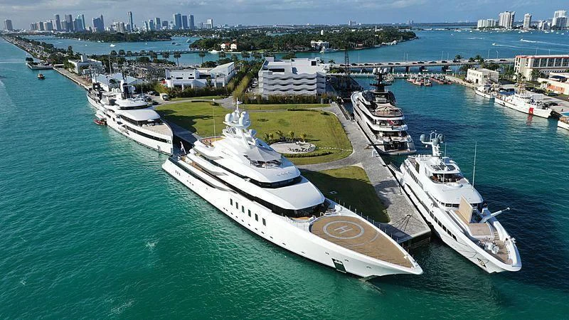 a high angle view of a harbor aboard ROCK.IT Yacht for Charter