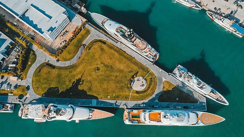 a high angle view of a stadium aboard ROCK.IT Yacht for Charter