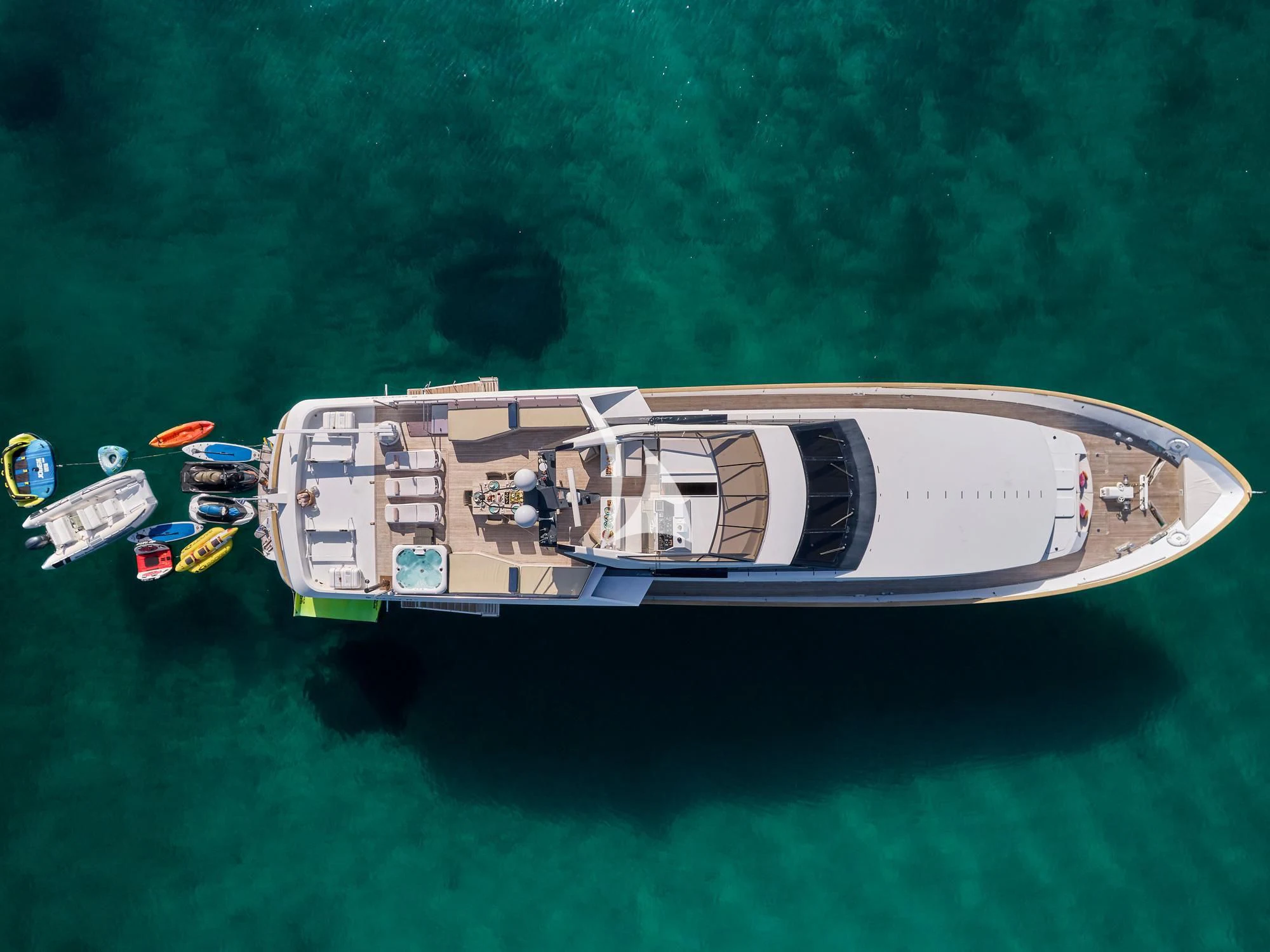 a high angle view of a boat aboard LADY RINA Yacht for Sale