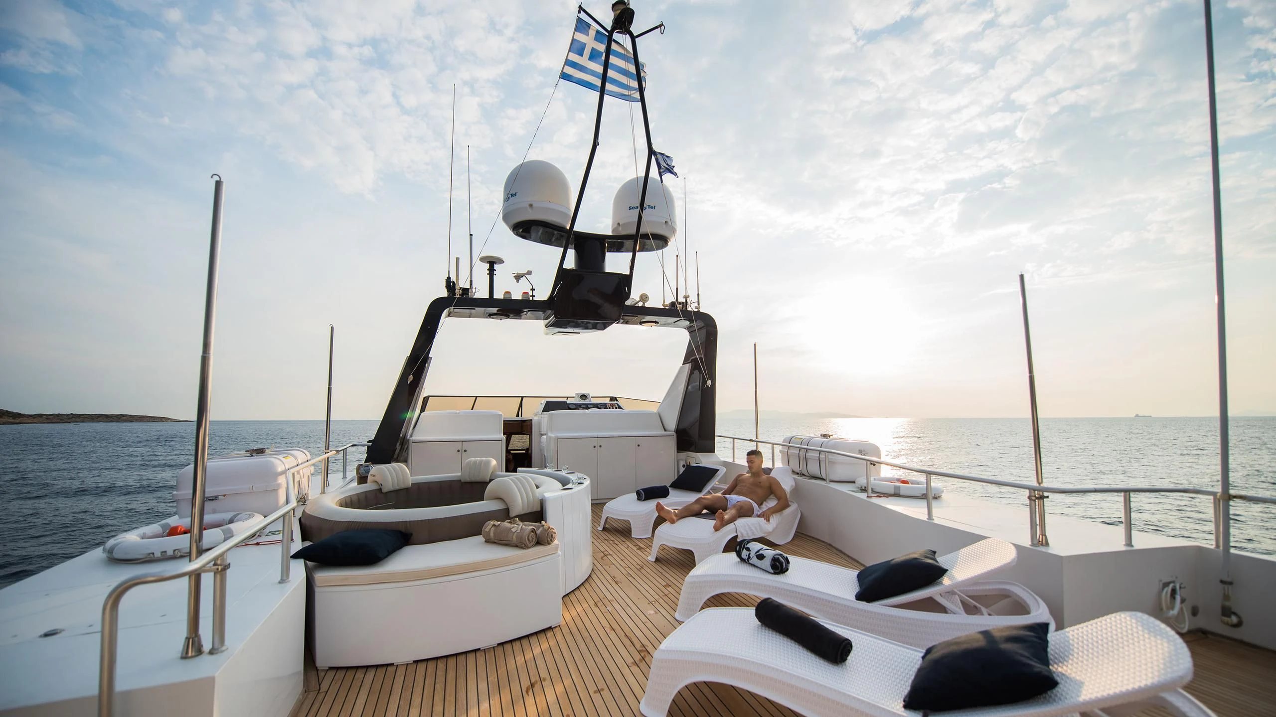 a boat on the water aboard LADY RINA Yacht for Sale