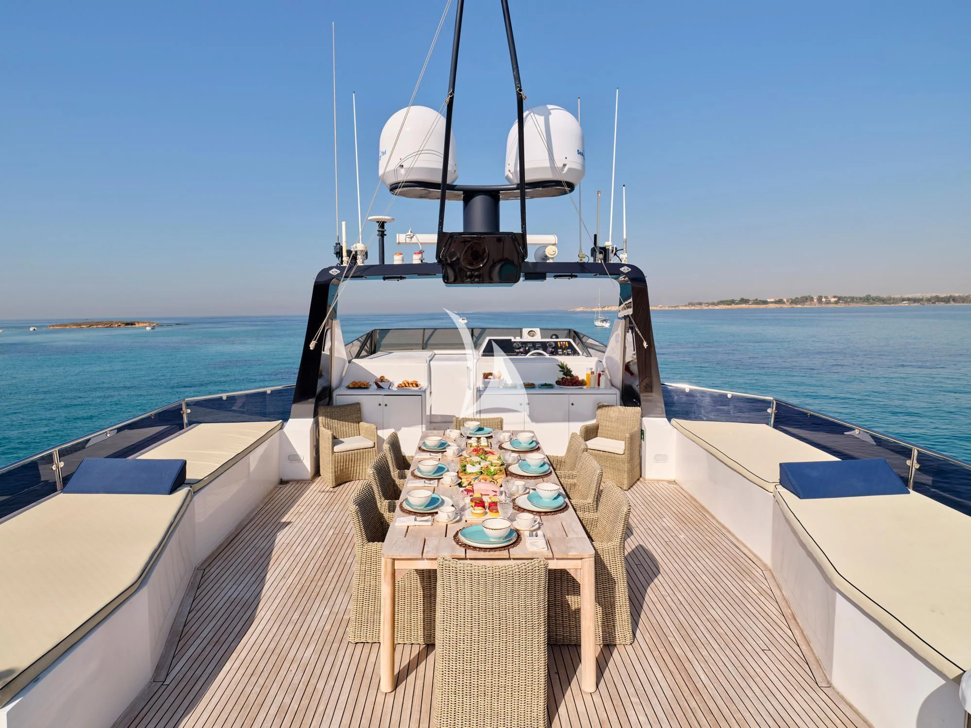 a table on a boat aboard LADY RINA Yacht for Sale