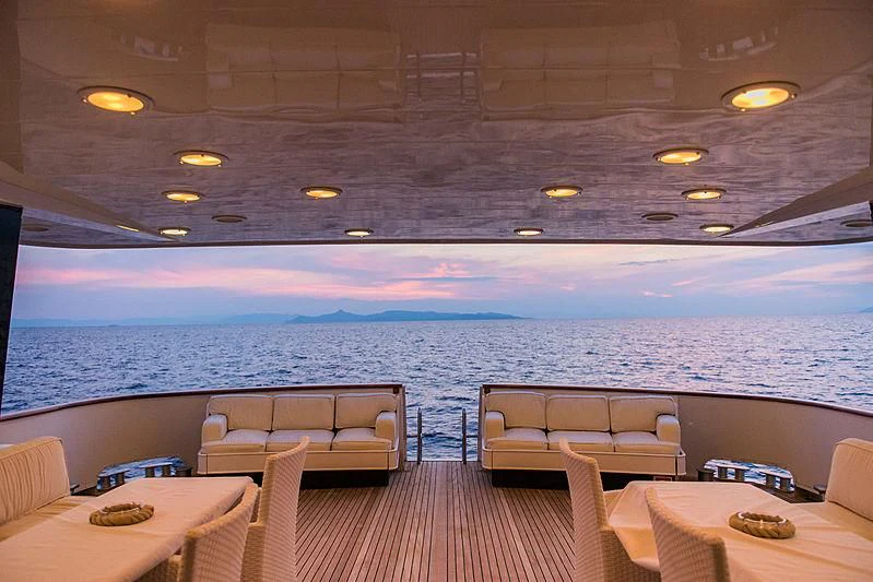 a room with a view of the ocean and the ocean aboard LADY RINA Yacht for Sale