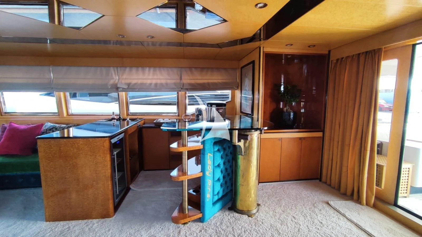 a room with a bunk bed and a desk aboard LADY RINA Yacht for Sale