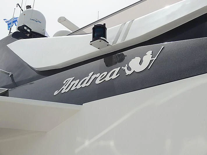 a white jet with a black logo aboard LADY RINA Yacht for Sale