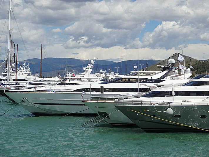 several boats in the water aboard LADY RINA Yacht for Sale