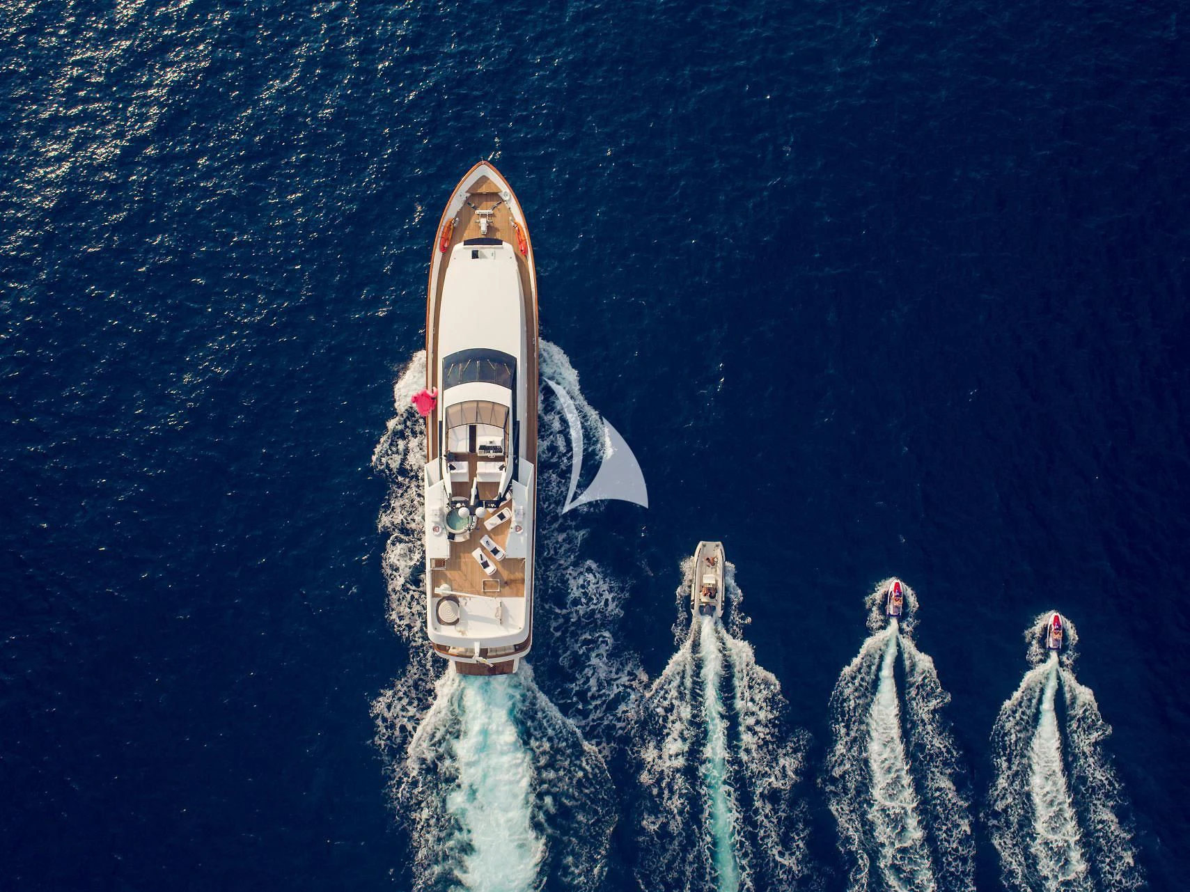 a space shuttle flying over a group of people aboard LADY RINA Yacht for Sale