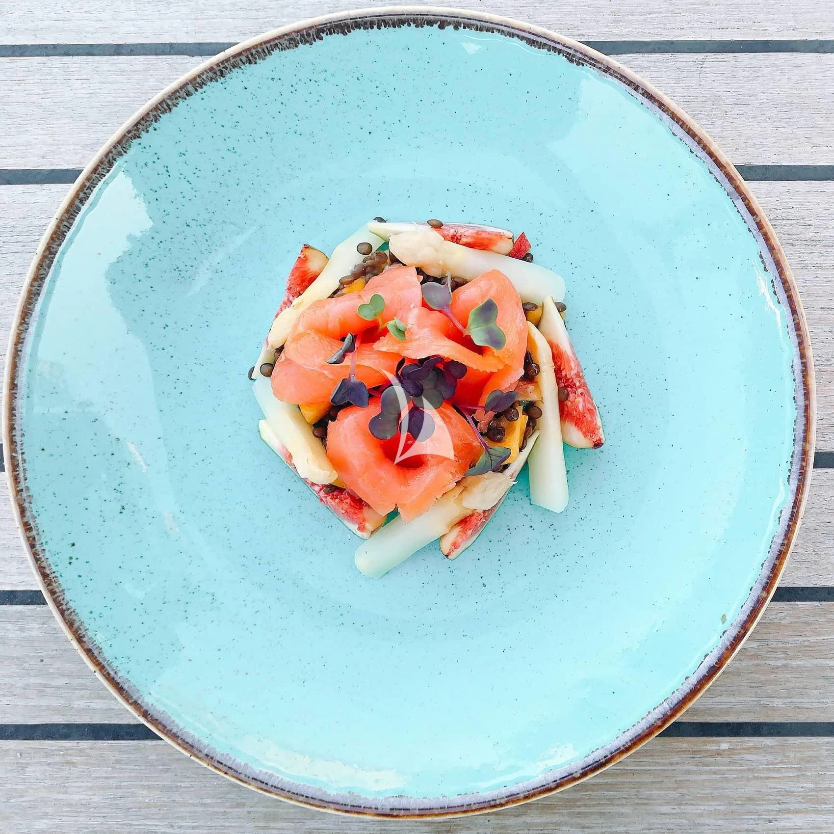 a plate of sushi aboard LADY RINA Yacht for Sale