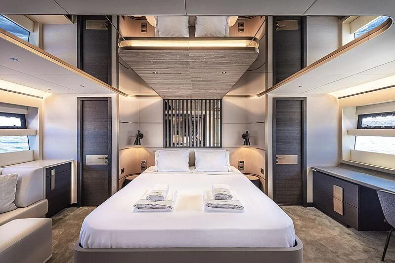 a room with a table and chairs aboard TUBABU Yacht for Sale