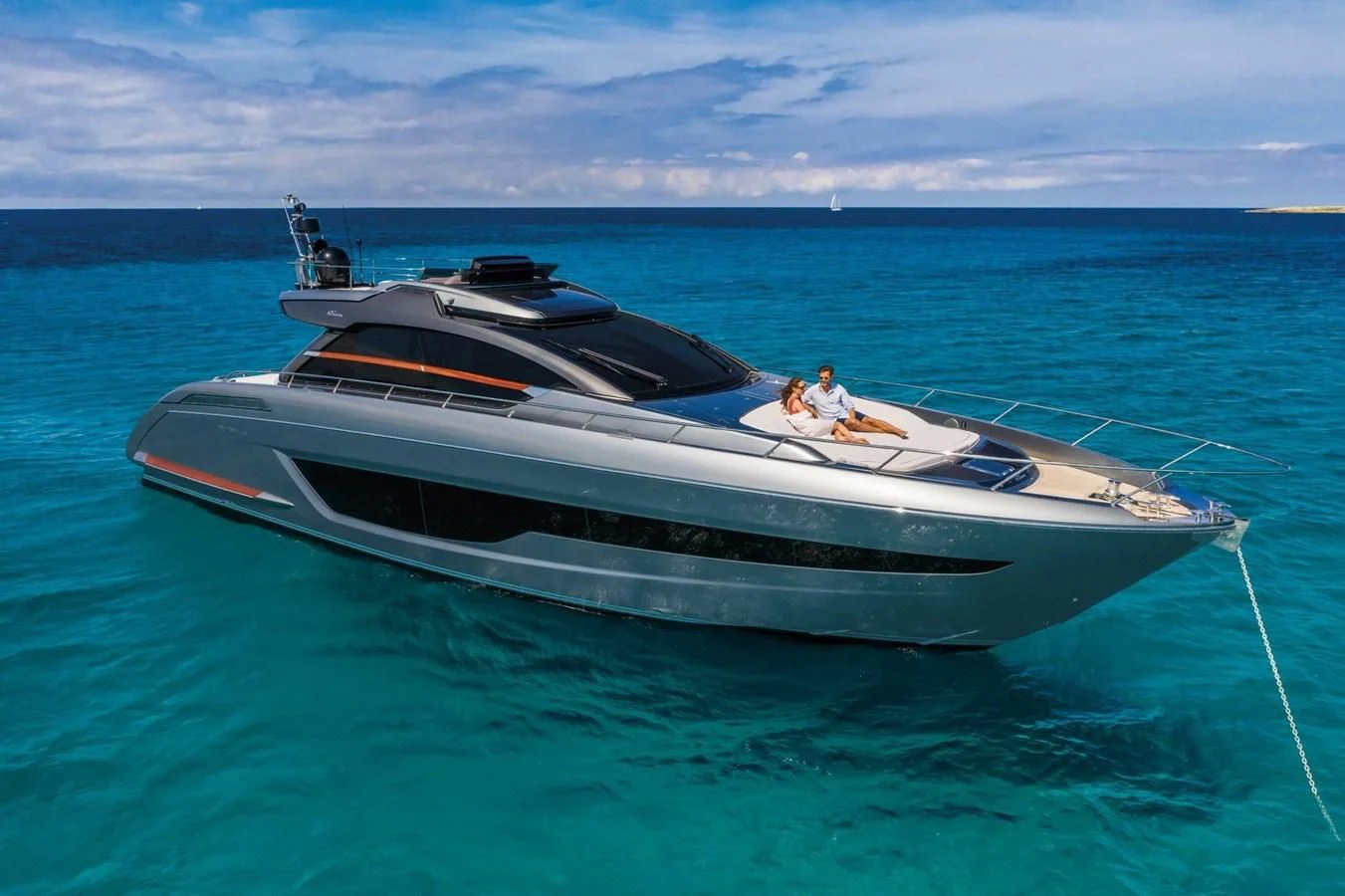 a boat in the water aboard 66' RIBELLE Yacht for Sale