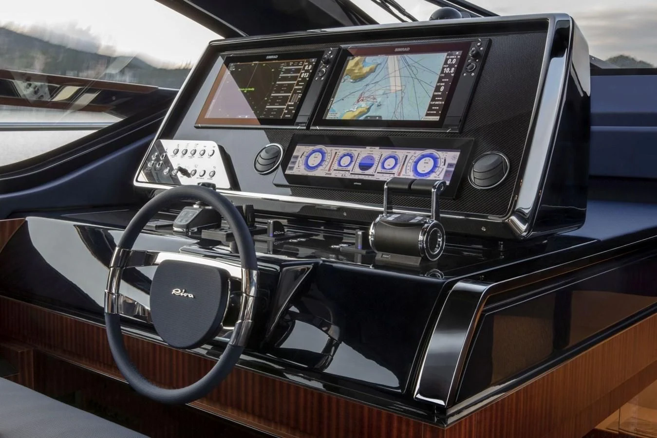 the inside of a car aboard 66' RIBELLE Yacht for Sale