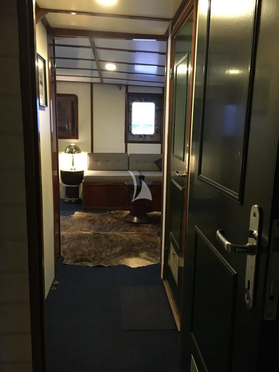 a bathroom with a large glass shower aboard BALTO Yacht for Sale