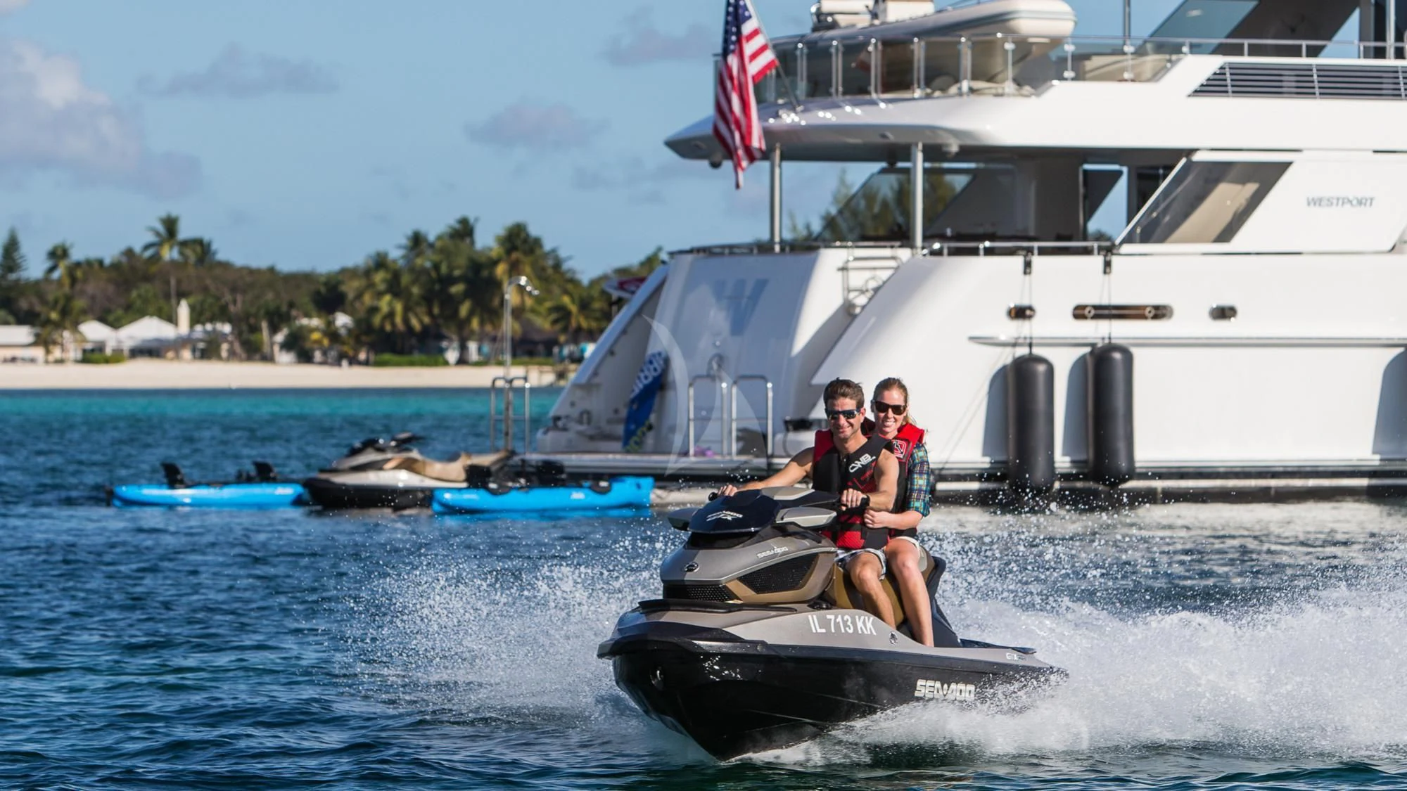 a man and a woman on a boat in the water aboard LADY JJ Yacht for Charter