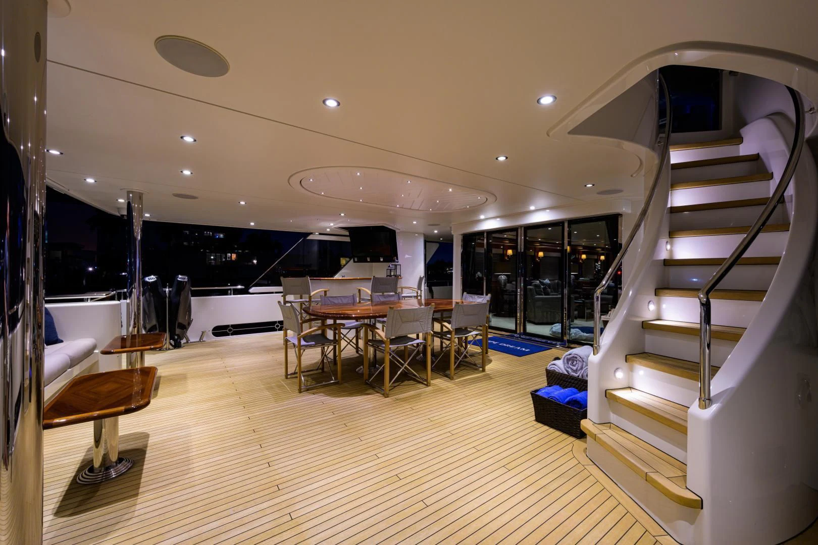 a room with a staircase and a staircase aboard LADY JJ Yacht for Charter