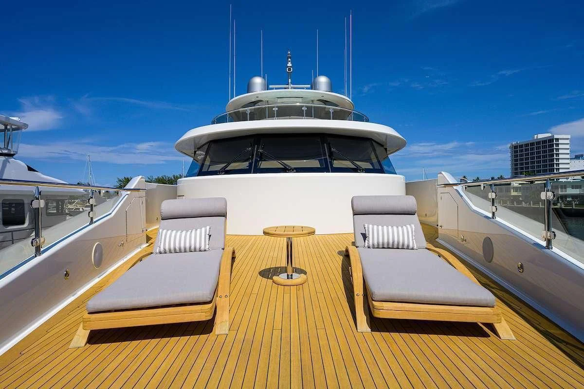 a boat on a deck aboard LADY JJ Yacht for Charter