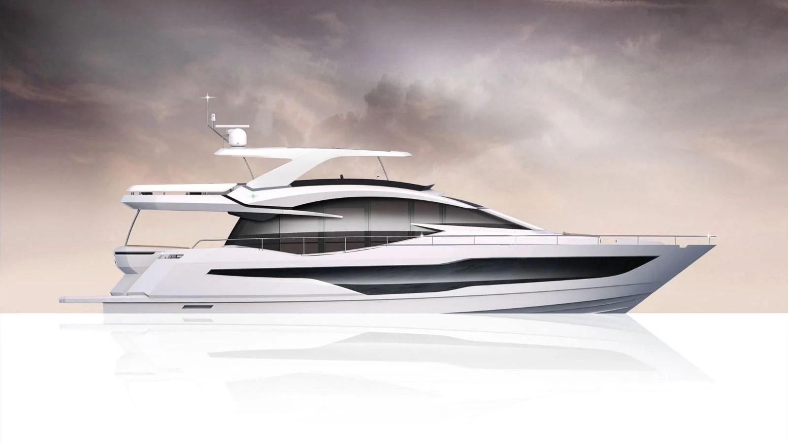 a white car with a white background aboard GALEON 800 FLY/1 Yacht for Sale