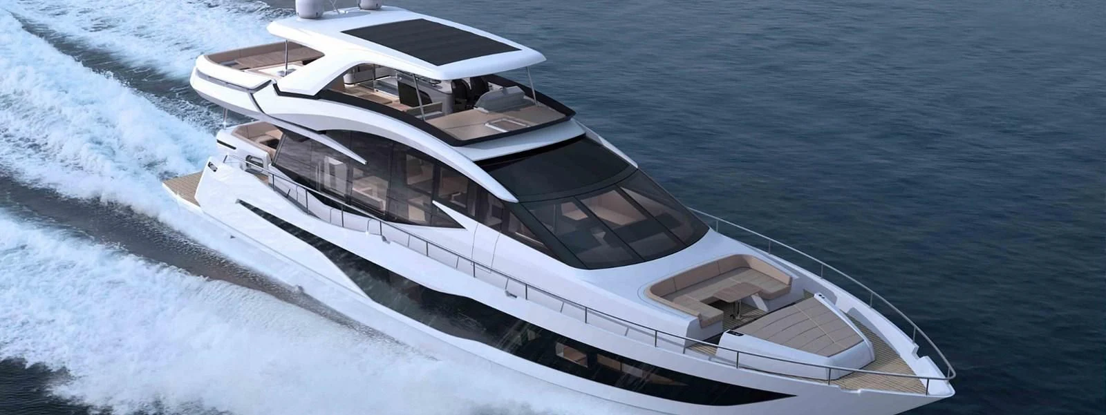 a white yacht on the water aboard GALEON 800 FLY/1 Yacht for Sale