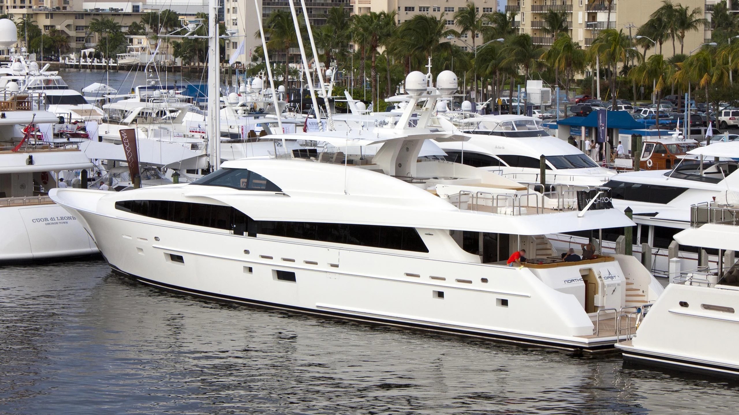 a group of boats are parked in a harbor aboard FUGITIVE *NAME RESERVED* Yacht for Sale