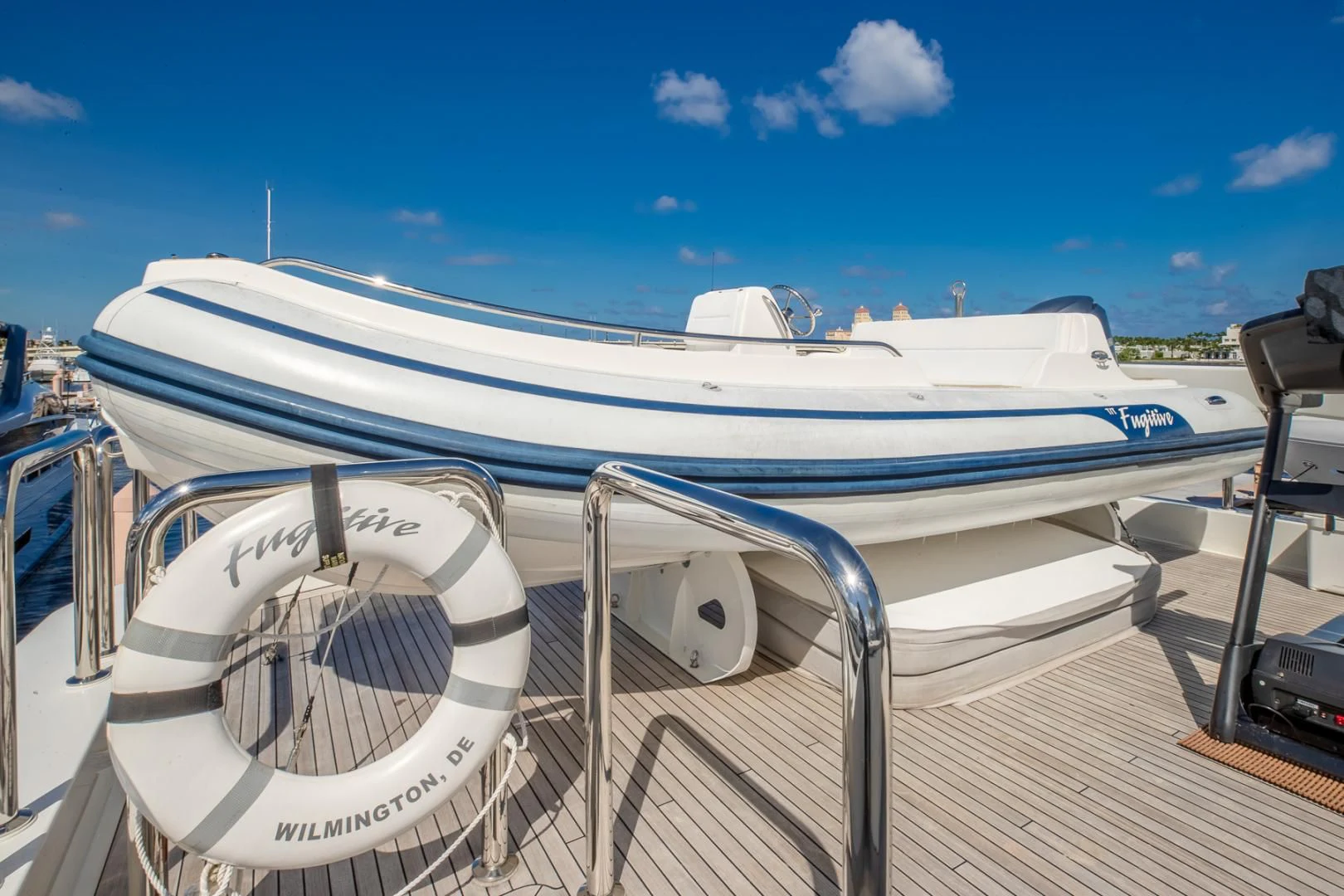 a boat on the water aboard FUGITIVE *NAME RESERVED* Yacht for Sale