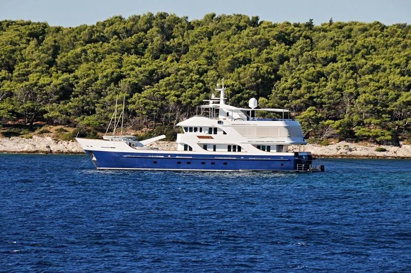 a boat in the water aboard LOTUS Yacht for Sale
