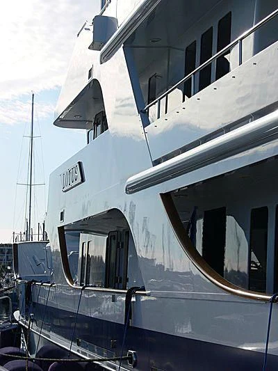 a helicopter with a large propeller aboard LOTUS Yacht for Sale