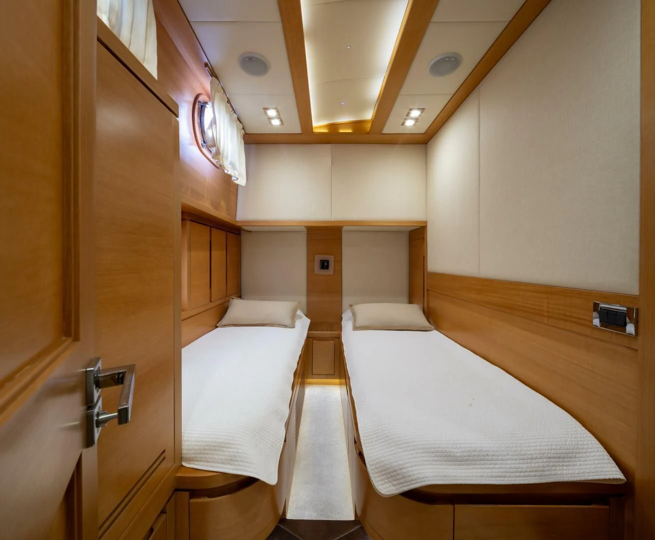 a room with two beds aboard ANTALYA Yacht for Sale