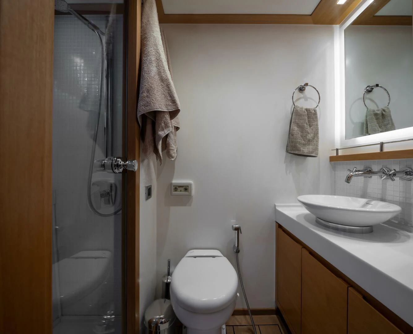 a bathroom with a sink and toilet aboard ANTALYA Yacht for Sale