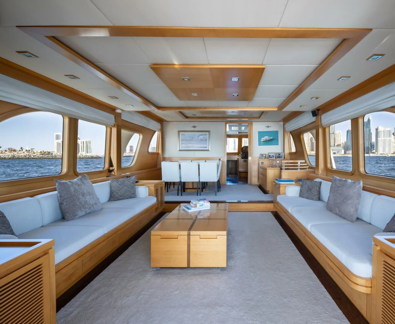 a large living room with a large window aboard ANTALYA Yacht for Sale